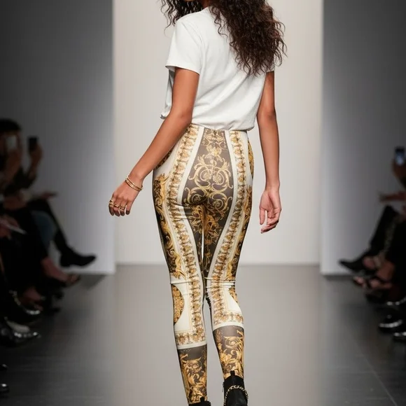 Versace 2018 Runway Gold and Black Baroque SS 1992 Tribute Leggings - Picture 12 of 17